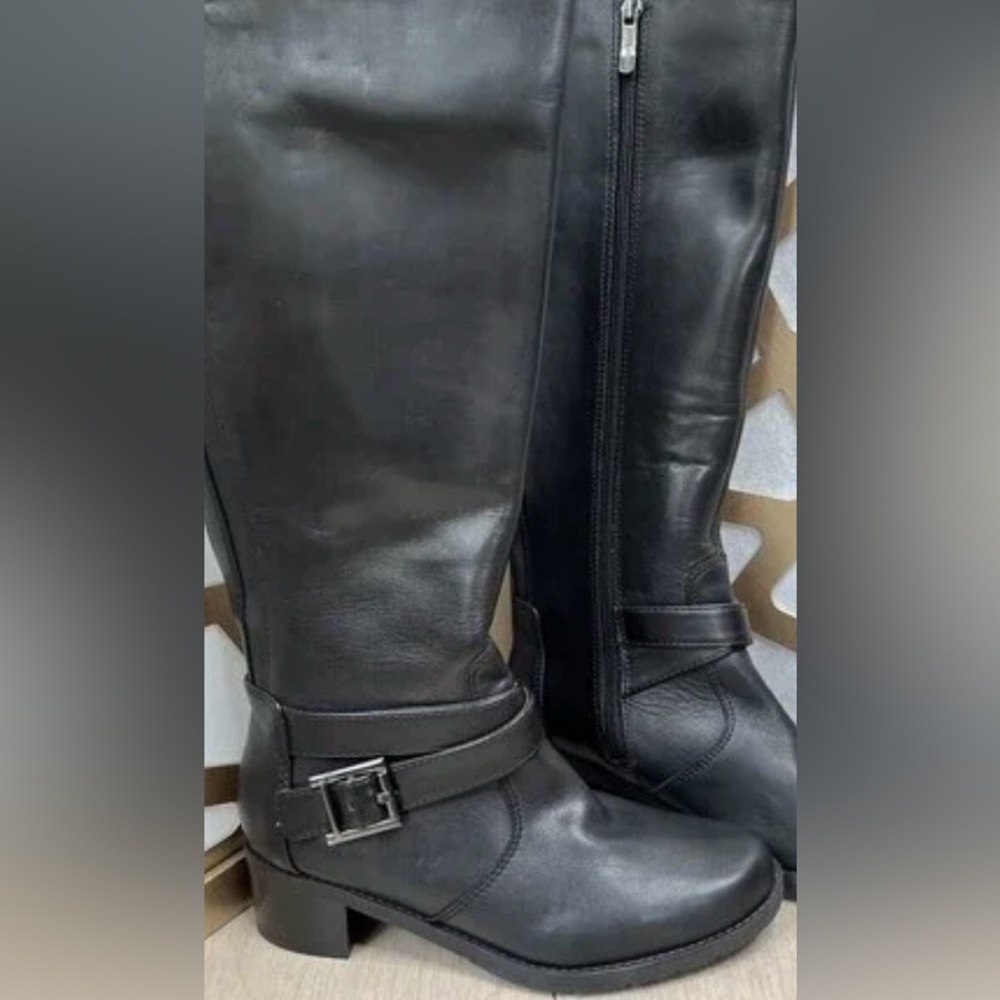 Easy Spirit Women Black Leather Knee-High Boots Size 7